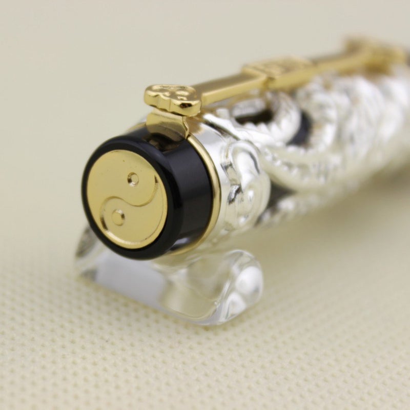JINHAO Gullor Advanced Fountain Pen Jinhao Chinese Dragon Bronze White with Black Heavy Gift Pen - Image 2